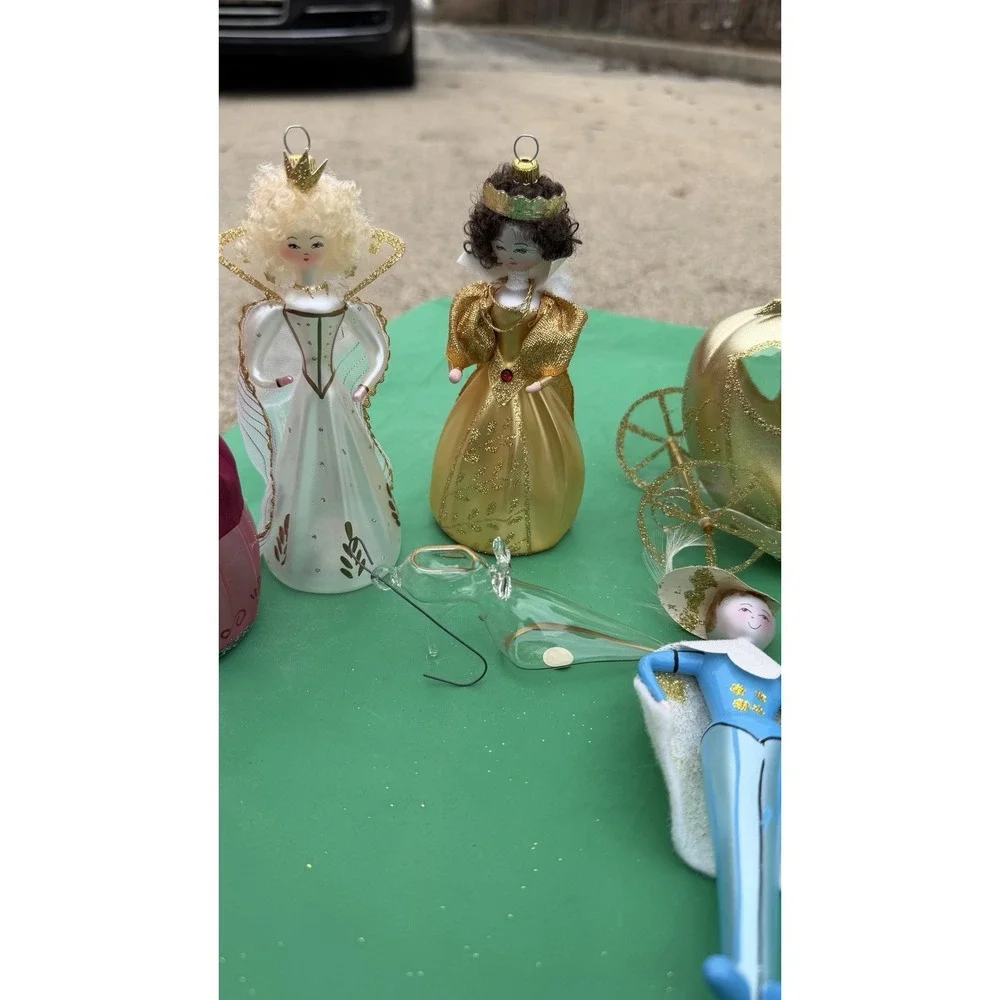 De Carlini Rare Italian Glass Christmas Ornament Set 7 Pc‎ w/ Box